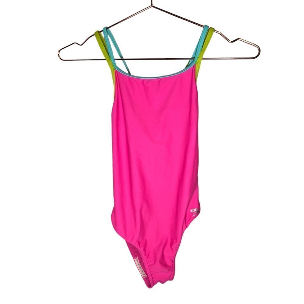 SPEEDO Girls One Piece Swimsuit Girls Size 12 Pink Racer Back